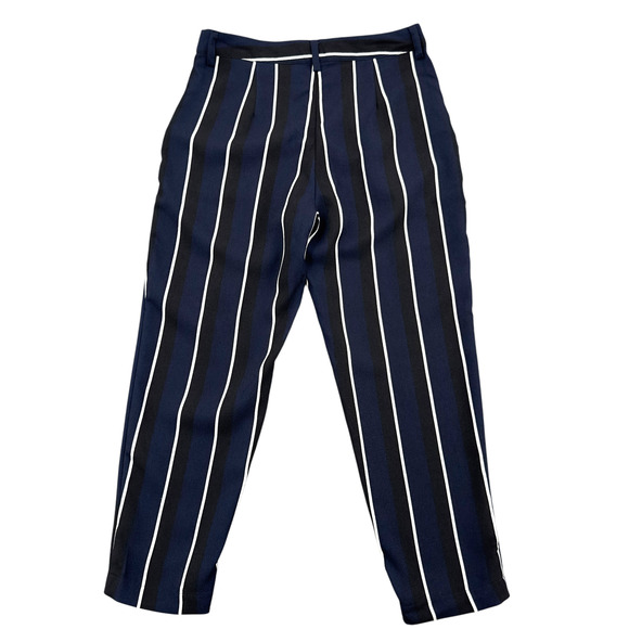 Who What Wear Navy White Black Stripe Vertical Stripes Straight Leg Pants Size 8 - Picture 2 of 8
